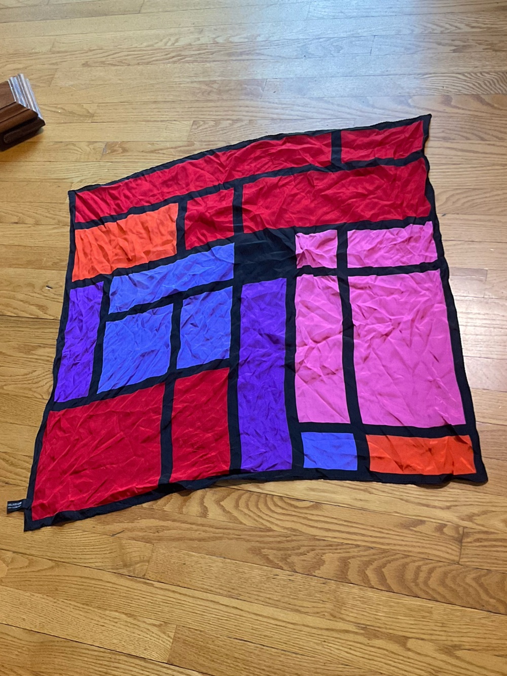 Vintage Specialty House 100% Silk Geometric Colorblock Square Scarf Korea 30
